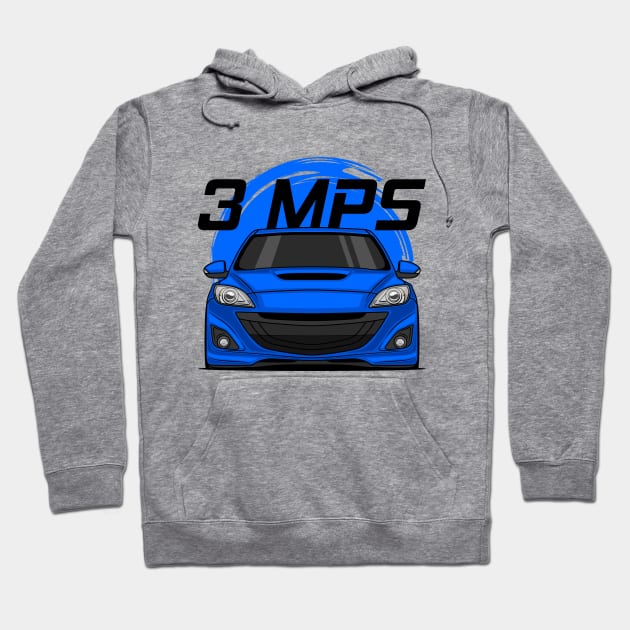 Front Blue 3 MPS Mazdaspeed3 JDM Hoodie by GoldenTuners